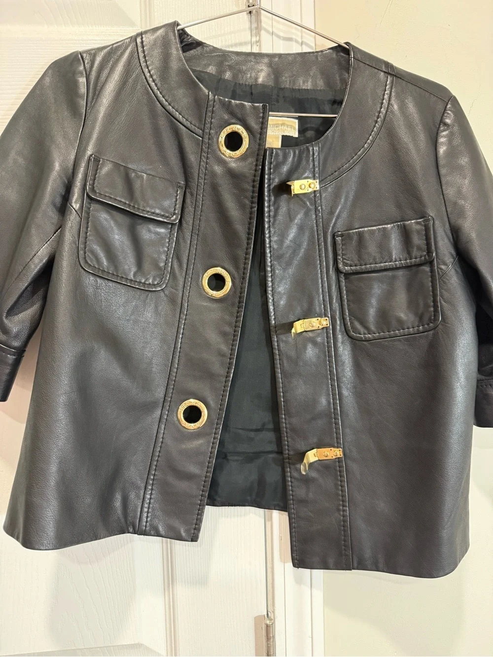 Michael Michael Kors Black Lambskin Leather Jacket XS